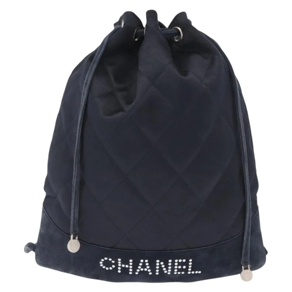 Chanel Matelasse Backpack Satin Navy CC